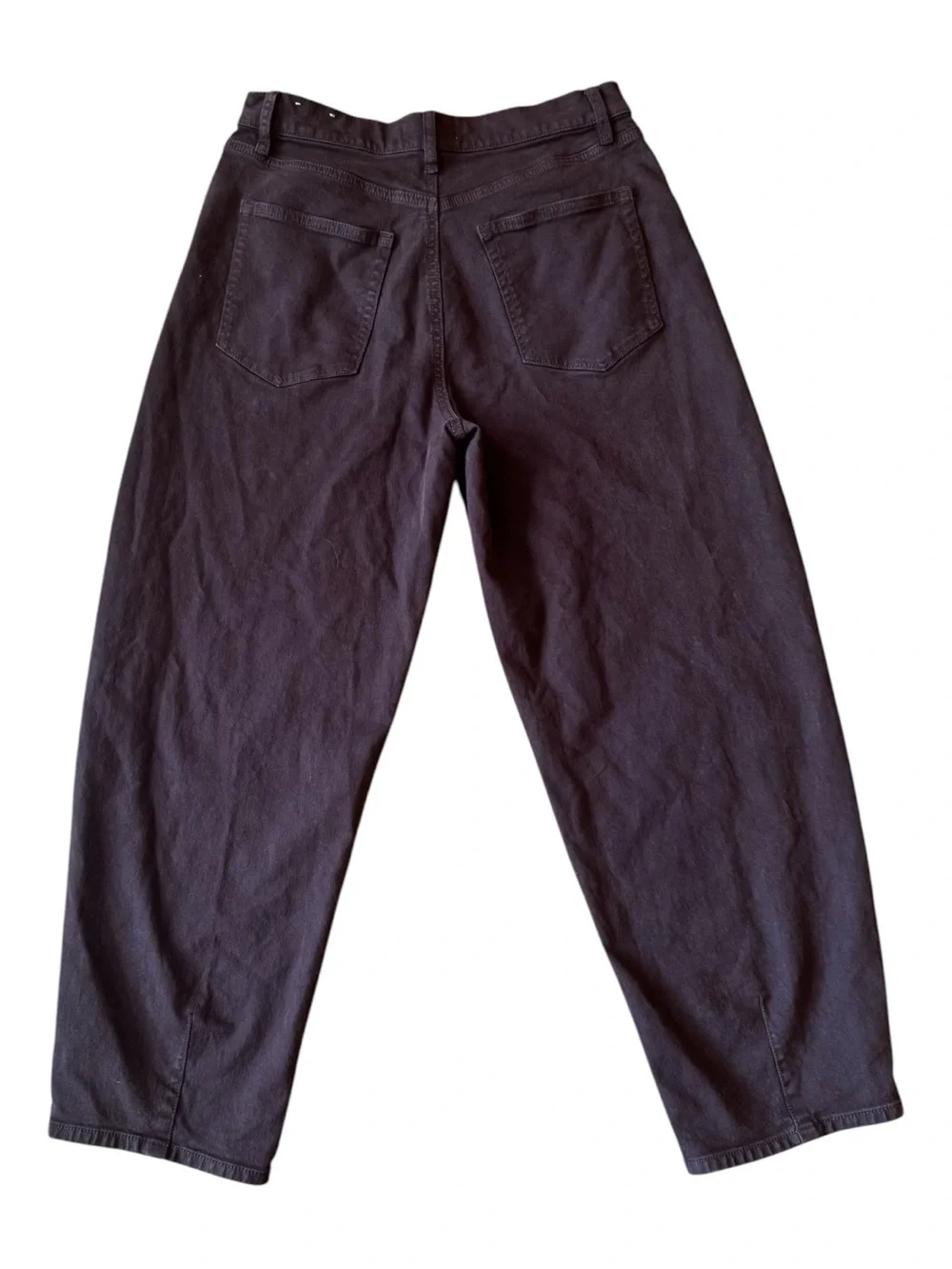 LOFT Mid Rise Barrel Jeans | Dark Raisin Brown | Mid Rise Cropped Denim | Size 8